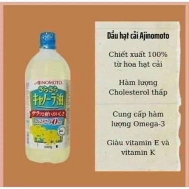 Dầu ăn hoa cải Ajinomoto Nhật Bản – Giá 106.000₫, chất lượng, tốt cho sức khỏe 6