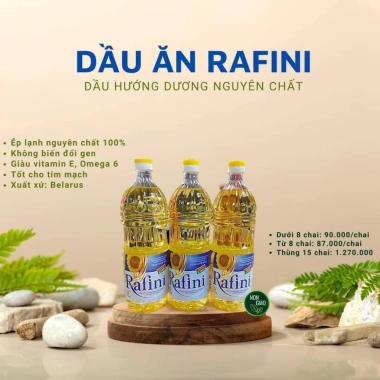Dầu ăn Hướng dương Nga Rafini 65.000đ giảm giá - Nguyên chất, Vitamin E, phù hợp nấu ăn 2 Dầu ăn Hướng dương Nga Rafini 65.000đ giảm giá - Nguyên chất, Vitamin E, phù hợp nấu ăn 2