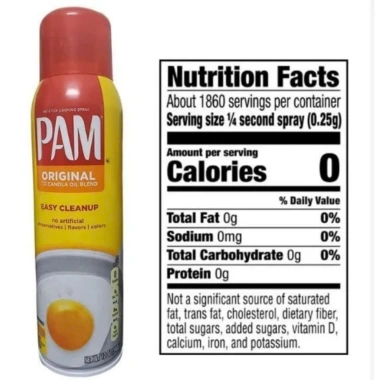 Dầu ăn kiêng 0 calo dạng xịt PAM Original 12oz (340g) – Dầu hạt cải, giảm còn 294.500đ