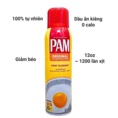 Dầu ăn kiêng 0 calo dạng xịt PAM Original 12oz (340g) – Dầu hạt cải, giảm còn 294.500đ