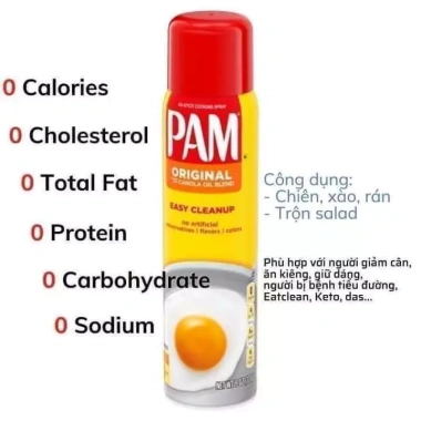 Dầu ăn kiêng 0 calo PAM dạng xịt 12oz 354ml – giảm cân, giảm mỡ, giá ưu đãi 251.000₫ 6