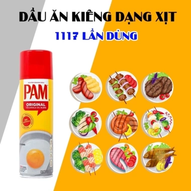 Dầu Ăn Kiêng 0 Calo Xịt Pam Original 340g USA - Giảm Cân, Không Dầu Nhờn, Giá 260k