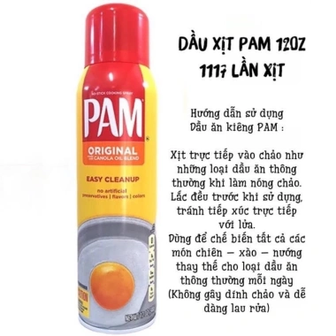 Dầu Ăn Kiêng 0 Calo Xịt Pam Original 340g USA - Giảm Cân, Không Dầu Nhờn, Giá 260k 8 Dầu Ăn Kiêng 0 Calo Xịt Pam Original 340g USA - Giảm Cân, Không Dầu Nhờn, Giá 260k 8