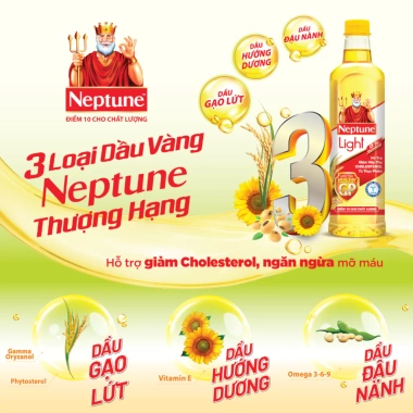 Dầu ăn Neptune Light 1L - Siêu nhẹ, không mỡ, giá chỉ 65.000₫, giảm tới 18.2%