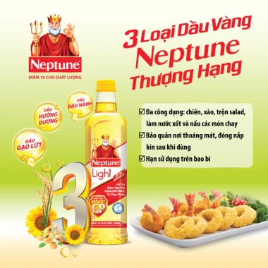 Dầu ăn Neptune Light 1L - Siêu nhẹ, không mỡ, giá chỉ 65.000₫, giảm tới 18.2%