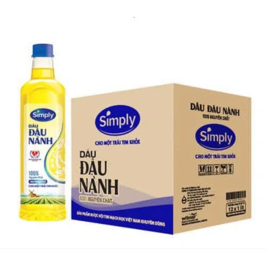 Dầu ăn tốt cho tim mạch Simply 100% từ đậu nành - giảm giá 23% chỉ 90.000 VND, hỗ trợ tim mạch, không chất bảo quản