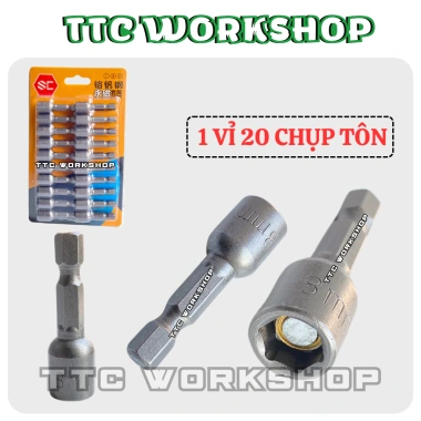 Đầu bắn vít tôn SC 8mm nam châm chống trượt, chống ăn mòn, độ bền cao, chuôi lục giác - Giá 26.600₫