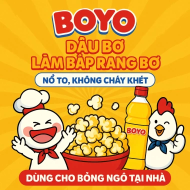 Dầu Bơ Nổ Bỏng Ngô BOYO - Dùng cho Ngô Mỹ, Bắp Rang Chuẩn, Giá chỉ 31.000₫