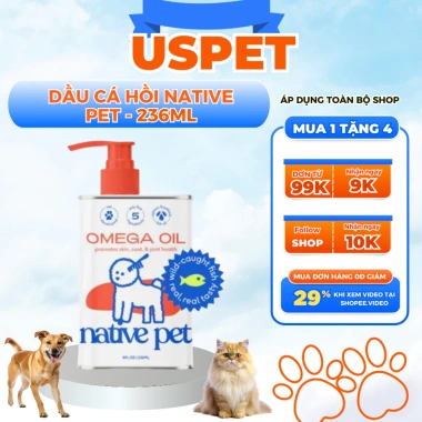 Dầu cá hồi NATIVE PET 236ml Omega-3 - Dưỡng da lông chó mèo, giảm còn 750.000₫