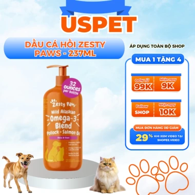 Dầu Cá Hồi ZESTY PAWS 237ml - Dưỡng Da Lông Cho Chó Mèo, Giá Ưu Đãi 519.000₫ USA