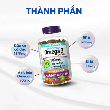 Dầu cá Omega 3 Triple Strength 900mg Webber Natural - Nhập khẩu giảm giá 439k 6
