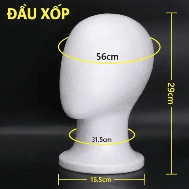 Đầu canh xốp Hoả Tốc Thùng nhựa đựng wig, giá đỡ wig không mặt có lỗ, tặng ghim 40.000₫