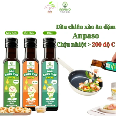 Dầu chiên xào Anpaso 100ml ăn dặm - chịu nhiệt 200°C, vị oliu, óc chó, hạt, giá 100k