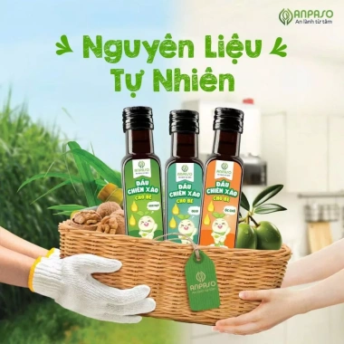 Dầu chiên xào Anpaso 100ml ăn dặm - chịu nhiệt 200°C, vị oliu, óc chó, hạt, giá 100k