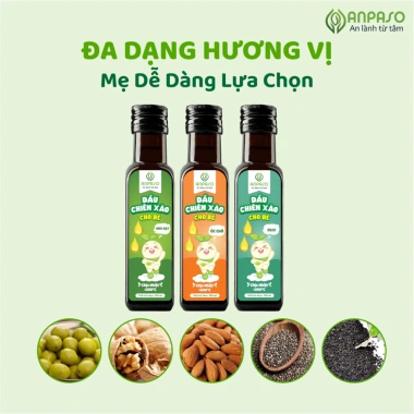Dầu chiên xào Anpaso 100ml ăn dặm - chịu nhiệt 200°C, vị oliu, óc chó, hạt, giá 100k