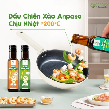 Dầu chiên xào Anpaso 100ml ăn dặm - chịu nhiệt 200°C, vị oliu, óc chó, hạt, giá 100k