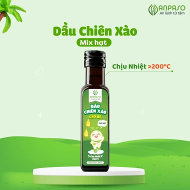 Dầu chiên xào Anpaso 100ml ăn dặm - chịu nhiệt 200°C, vị oliu, óc chó, hạt, giá 100k