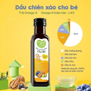 Dầu chiên xào Mămmy 100ml bé ăn dặm chịu nhiệt 200C giữ trọn dinh dưỡng 100.000₫ 5