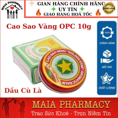 Dầu Cù Là Cao Sao Vàng GOLDEN STAR 10g - Giảm nhứt đầu, say tàu, đau bụng, cảm cúng, muỗi đốt, OPC, 29.000đ