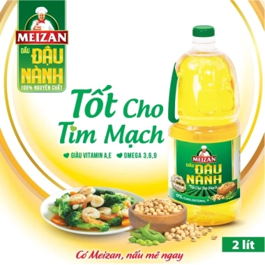 Dầu đậu nành Meizan 2L - Giá gốc 168.910đ, giảm còn 133.000đ, chất lượng cao, thích nấu ăn