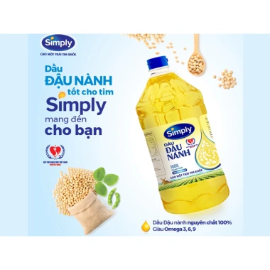 Dầu Đậu Nành Simply 100% Nguyên Chất - Omega 3,6,9, Tốt cho Sức Khỏe, 1L/2L - 72.000 VND