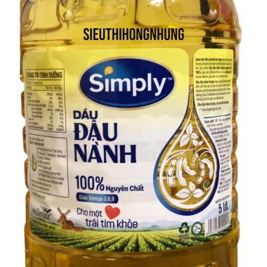Dầu Đậu Nành Simply 5L - Giá chỉ 332.000₫, giàu protein, thích hợp chiên xào 2 Dầu Đậu Nành Simply 5L - Giá chỉ 332.000₫, giàu protein, thích hợp chiên xào 2