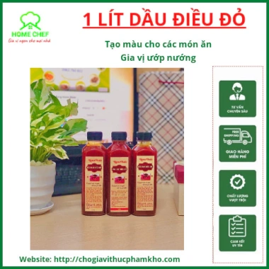 Dầu điều đỏ nguyên chất 1L - Gia vị tạo màu cho món ăn, giảm còn 50.000đ