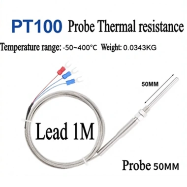 Đầu dò PT100 RTD -50‑400°C cặp nhiệt điện, cáp 1‑5m, 50/100mm – Giá 124.774₫ 11