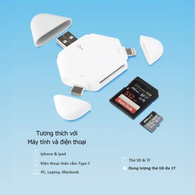 Đầu đọc thẻ đa năng 3 chân cắm cho điện thoại, máy tính, laptop - Giá ưu đãi 205k 6 Đầu đọc thẻ đa năng 3 chân cắm cho điện thoại, máy tính, laptop - Giá ưu đãi 205k 6