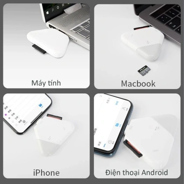 Đầu đọc thẻ đa năng 3 chân cắm cho điện thoại, máy tính, laptop - Giá ưu đãi 205k