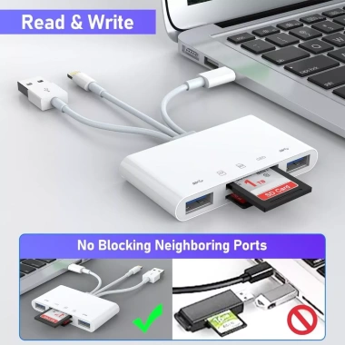 Đầu đọc thẻ nhớ 5 trong 1 USB OTG: chuyển đổi nhanh, hỗ trợ SD, microSD, TF, CF, MMC, giá 145.000 VND