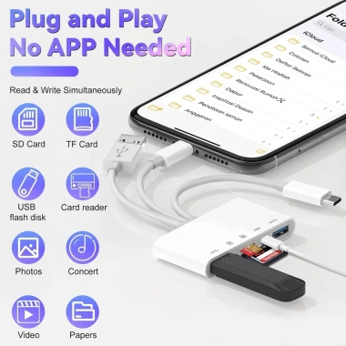 Đầu đọc thẻ nhớ 5 trong 1 USB OTG: chuyển đổi nhanh, hỗ trợ SD, microSD, TF, CF, MMC, giá 145.000 VND