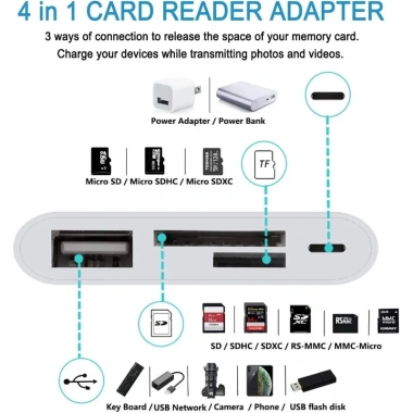 Đầu đọc thẻ SD TF MicroSD OTG USB – Sạc & truyền dữ liệu cho iPhone X, 11‑14, giá ưu đãi 59.000đ