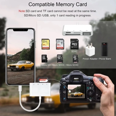 Đầu đọc thẻ SD TF MicroSD OTG USB – Sạc & truyền dữ liệu cho iPhone X, 11‑14, giá ưu đãi 59.000đ
