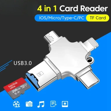 Đầu đọc thẻ TF đa giao diện USB 3.0 Type‑C, Lightning, Micro USB – Tốc độ nhanh, tương thích PC & điện thoại, giá 95.150₫