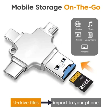 Đầu đọc thẻ TF đa giao diện USB 3.0 Type‑C, Lightning, Micro USB – Tốc độ nhanh, tương thích PC & điện thoại, giá 95.150₫