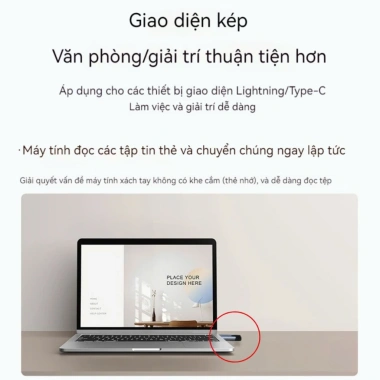 Đầu đọc thẻ TF/SD 2in1 tốc độ cao – Cổng TYPE-C & Lightning, hỗ trợ đa thiết bị, giá chỉ 169.000₫ 2