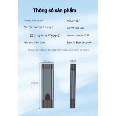 Đầu đọc thẻ TF/SD 2in1 tốc độ cao – Cổng TYPE-C & Lightning, hỗ trợ đa thiết bị, giá chỉ 169.000₫ 9