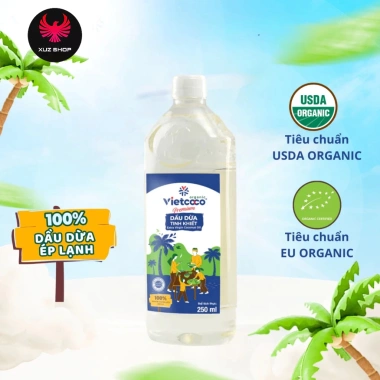 Dầu Dừa Ép Lạnh Organic Vietcoco USDA - Dưỡng ẩm, massage, nấu ăn, Giá 75.000₫