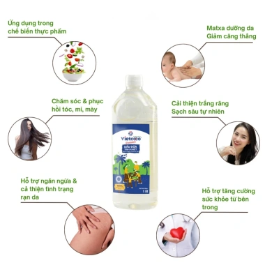 Dầu Dừa Ép Lạnh Organic Vietcoco USDA - Dưỡng ẩm, massage, nấu ăn, Giá 75.000₫