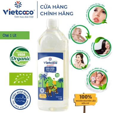 Dầu Dừa Hữu Cơ Organic Vietcoco Nguyên Chất 1L - 500ml Dưỡng Da Tóc Giá ưu đãi 75.000 VND 3 Dầu Dừa Hữu Cơ Organic Vietcoco Nguyên Chất 1L - 500ml Dưỡng Da Tóc Giá ưu đãi 75.000 VND 3