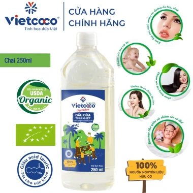 Dầu Dừa Hữu Cơ Organic Vietcoco Nguyên Chất 1L - 500ml Dưỡng Da Tóc Giá ưu đãi 75.000 VND