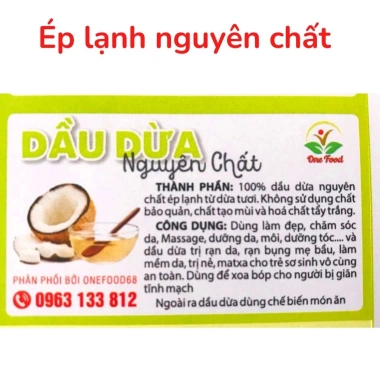 Dầu Dừa Nguyên Chất 500ml – Tinh Dầu Dừa Hữu Cơ Ép Lạnh OneFood68 Giá Ưu Đãi 35.500₫ 4