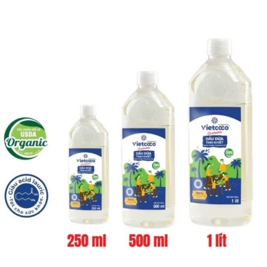 Dầu dừa nguyên chất Organic VIETCOCO 1L/500ml/250ml/130ml - Dưỡng da, tóc, ăn, giảm còn 79.000 VND