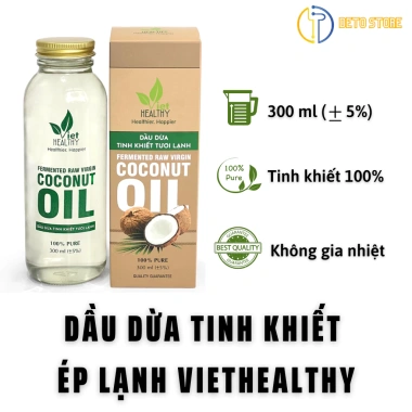 Dầu dừa tinh khiết Viethealthy 300ml - Uống, salad, dưỡng da, mi, ăn chay - Giá 99.000đ giảm từ 126.720đ