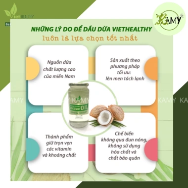 Dầu dừa tinh khiết Viethealthy 300ml - Uống, salad, dưỡng da, mi, ăn chay - Giá 99.000đ giảm từ 126.720đ