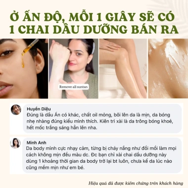 Dầu dưỡng sáng da giảm thâm Ấn Độ – Căng bóng, ẩm mượt, đều màu, hương hoa hồng, 179.000₫
