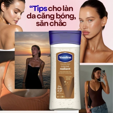 Dầu Dưỡng Thể Vaseline Cocoa Radiant Body Oil Chính Hãng Nhập Mỹ - Da Bóng Mịn, 79.000đ