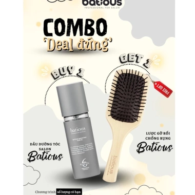 Dầu Dưỡng Tóc Batious 60ml - Tặng Lược, Dưỡng ẩm sâu, Giảm Giá 20% Chỉ 276.000₫ Dầu Dưỡng Tóc Batious 60ml - Tặng Lược, Dưỡng ẩm sâu, Giảm Giá 20% Chỉ 276.000₫