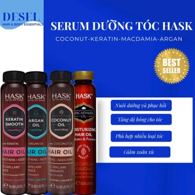 Dầu Dưỡng Tóc Hask Hair Oil 18ml - Bóng Mượt, Hạn Chẻ Ngọn, Dành Cho Tóc Khô Xơ, Giá 160.000đ